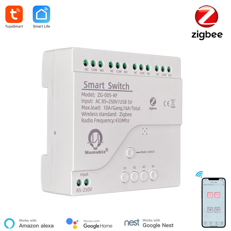 Tuya 4 Channel - مفتاح التويا الذكي Zigbee Inching ،